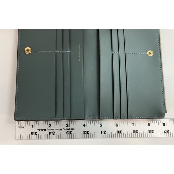 Tory Burch Teal Willa Slim Envelope Quilted Leather Wallet - Picture 11 of 11